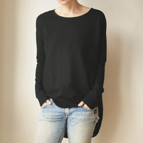Bluza tunika asymetryczna Frak okrągły Czarna Bluza tunika asymetryczna Frak okrągły Czarna