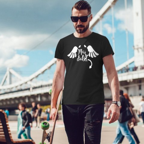 Mąż diabeł męski tshirt koszulka czarna Mąż diabeł męski tshirt koszulka czarna