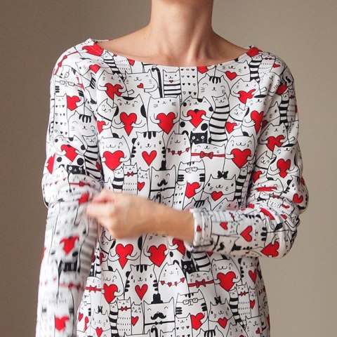 Bluza Pudełko Tunika w Zakochane Koty Bluza Pudełko Tunika w Zakochane Koty