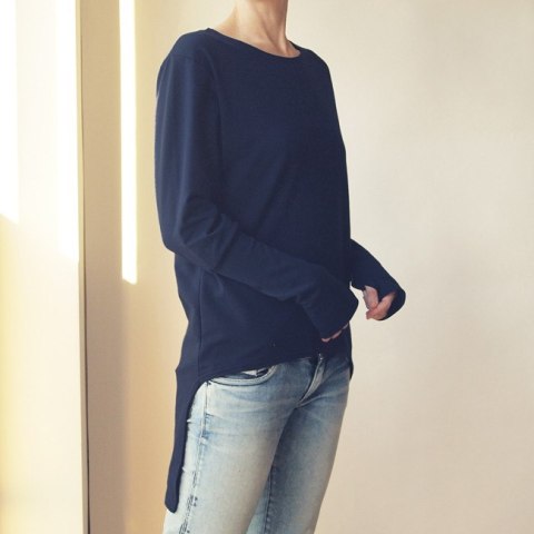 Bluza tunika asymetryczna Frak prostokąt Granat Bluza tunika asymetryczna Frak prostokąt Granat