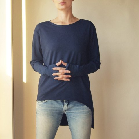 Bluza tunika asymetryczna Frak prostokąt Granat Bluza tunika asymetryczna Frak prostokąt Granat