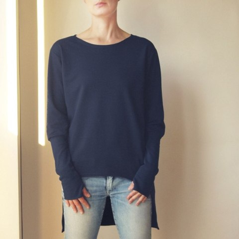 Bluza tunika asymetryczna Frak prostokąt Granat Bluza tunika asymetryczna Frak prostokąt Granat