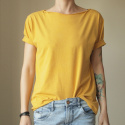 Musztardowy tshirt z recyclingu Musztardowy tshirt z recyclingu