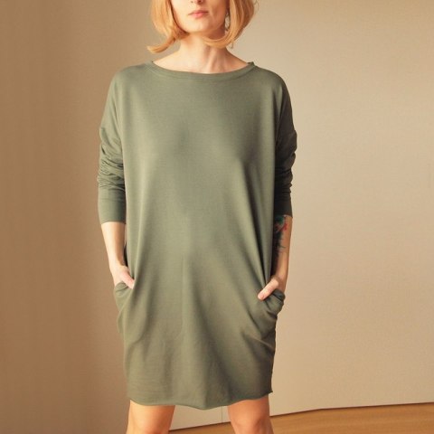 Sukienka dresowa Oversize Szara lila Sukienka dresowa Oversize Szara lila
