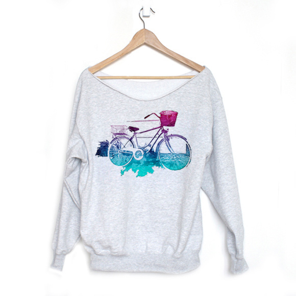 Gruba bluza szara Rower miętowo fioletowy Gruba bluza szara Rower miętowo fioletowy