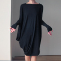 Sukienka długi rękaw asymetria Czarna