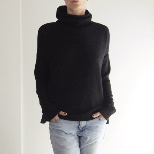 Prosty golf czarny sweter Prosty golf czarny sweter