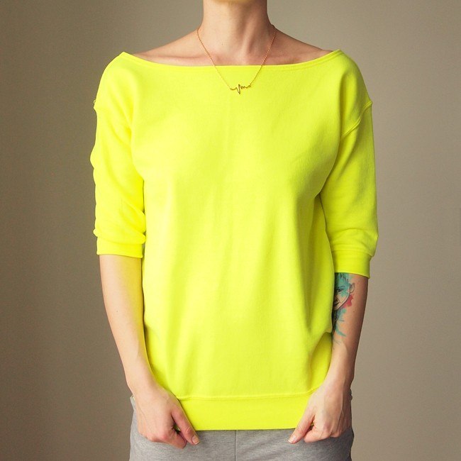 Dwustronna bluza Dekolt V - Łódka Fluo żółta Dwustronna bluza Dekolt V - Łódka Fluo żółta