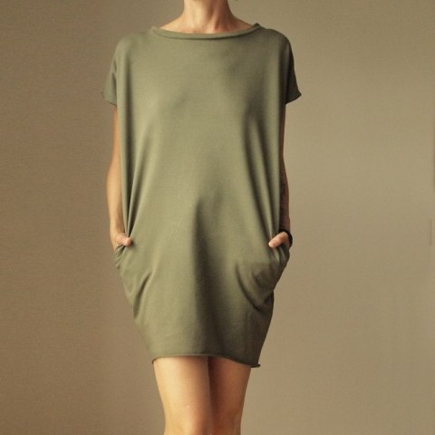 Sukienka dresowa Oversize Oliwka Bez rękawów Sukienka dresowa Oversize Oliwka Bez rękawów