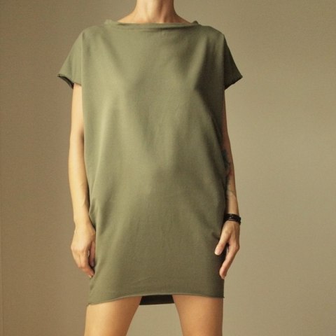 Sukienka dresowa Oversize Oliwka Bez rękawów Sukienka dresowa Oversize Oliwka Bez rękawów