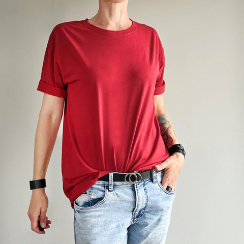 Basic luźny tshirt oversize Czerwone wino Basic luźny tshirt oversize Czerwone wino