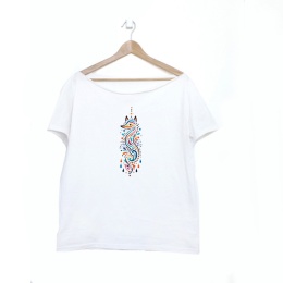 Lis boho kolory Biały Oversize