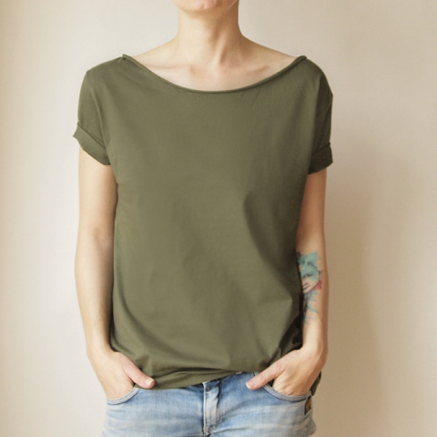 Khaki Oversize bez nadruku Khaki Oversize bez nadruku
