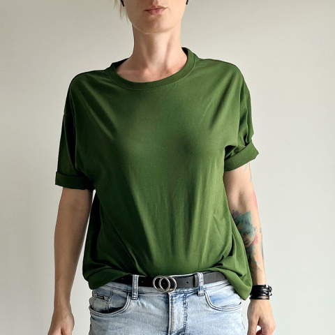 Basic luźny tshirt oversize Butelkowa zieleń