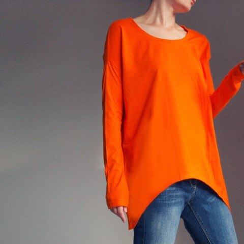 Wąski rękaw skrzydła bluzka Pomarańczowa