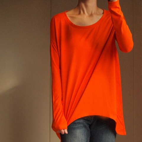 Wąski rękaw skrzydła bluzka Pomarańczowa