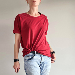 Basic luźny tshirt oversize Czerwone wino