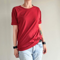 Basic luźny tshirt oversize Czerwone wino