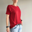 Basic luźny tshirt oversize Czerwone wino