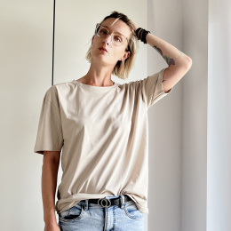 Basic luźny tshirt oversize Zimny Beż