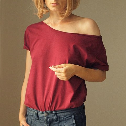 Bordo Zgaszony Oversize Bez nadruku Bordo Zgaszony Oversize Bez nadruku