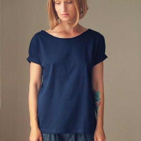 Granatowy Oversize Bez nadruku Granatowy Oversize Bez nadruku