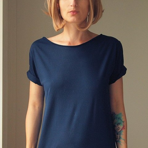 Granatowy Oversize Bez nadruku Granatowy Oversize Bez nadruku