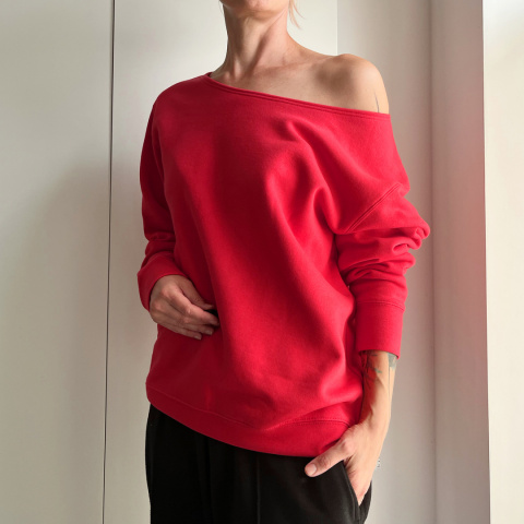 Gruby Oversize Kreska Tył Czerwona Max Gruby Oversize Kreska Tył Czerwona Max