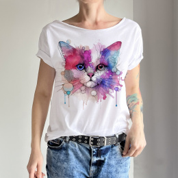 Kot akwarele Oversize Biały