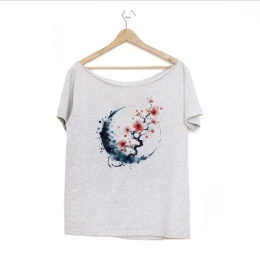 Sakura niebieskie koło Oversize Szary