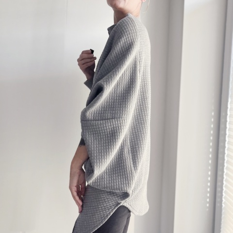 Bluza oversize długi Nietoperz jasnoszary melanż pikowany Bluza oversize długi Nietoperz jasnoszary melanż pikowany