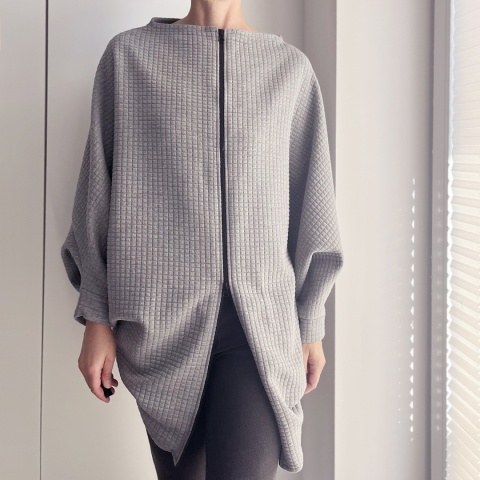 Bluza oversize długi Nietoperz jasnoszary melanż pikowany Bluza oversize długi Nietoperz jasnoszary melanż pikowany