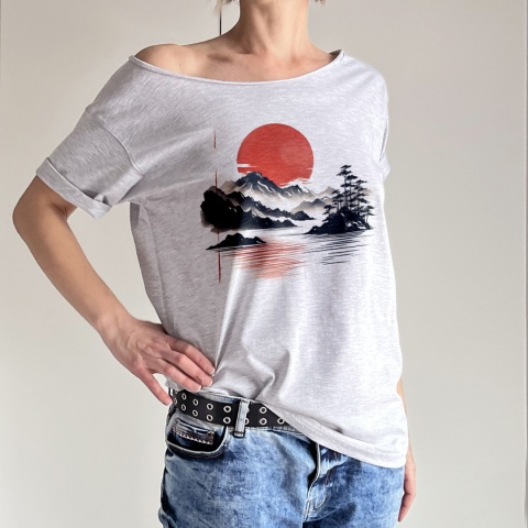 Japoński krajobraz Oversize Szary Japoński krajobraz Oversize Szary