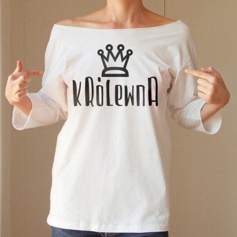 Królewna Biały Oversize Rękaw 3/4 Królewna Biały Oversize Rękaw 3/4