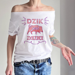 Dzik jest dziki Biały Oversize