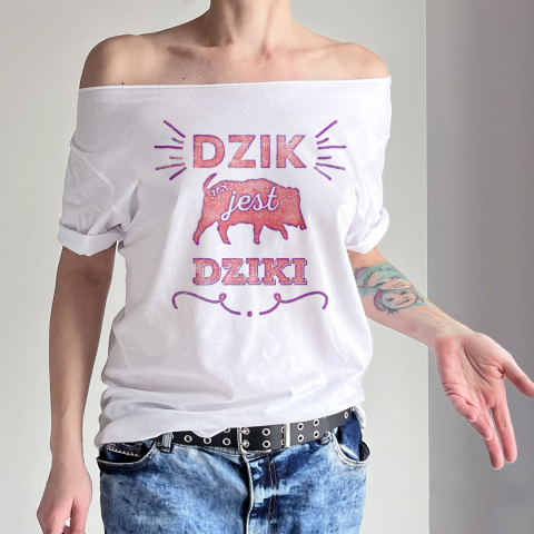 Dzik jest dziki Biały Oversize Dzik jest dziki Biały Oversize