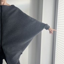 Bluza oversize długi Nietoperz grafit melanż pikowany