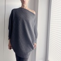 Bluza oversize długi Nietoperz grafit melanż pikowany Bluza oversize długi Nietoperz grafit melanż pikowany