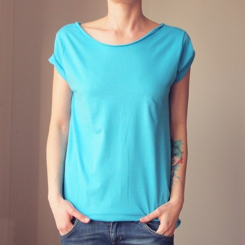 Turkusowy Oversize bez nadruku Turkusowy Oversize bez nadruku