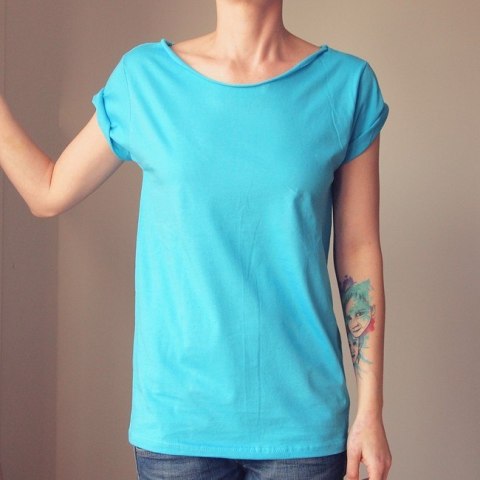 Turkusowy Oversize bez nadruku Turkusowy Oversize bez nadruku