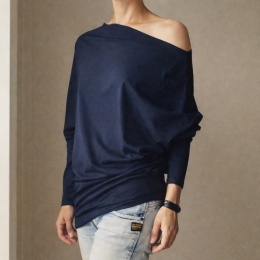 Asymetryczna Bluzka trapez Granatowa