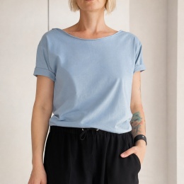 Bladoniebieski Oversize Bez nadruku