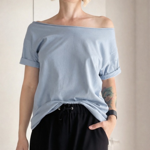 Bladoniebieski Oversize Bez nadruku