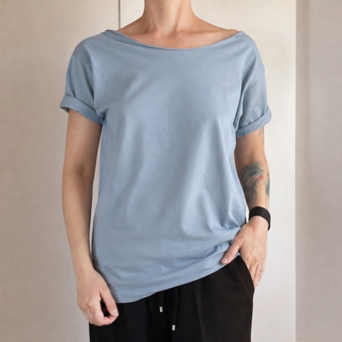 Bladoniebieski Oversize Bez nadruku