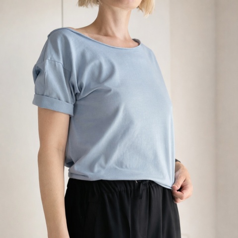 Bladoniebieski Oversize Bez nadruku