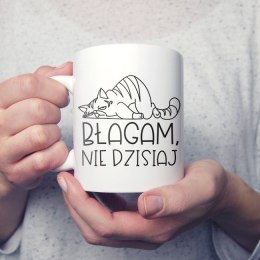 Kubek Błagam, nie dzisiaj – kot, kawa i święty spokój