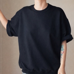 Bluza cięta krótki rękaw zwykły dekolt Czarna