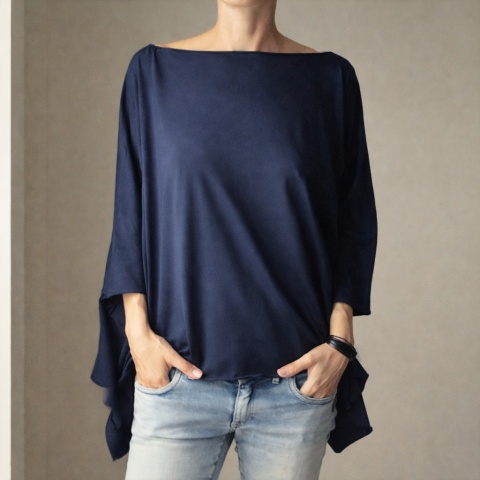 Bluzka narzutka granatowa szeroka