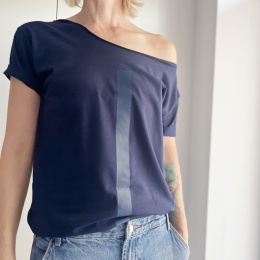 Granatowa kreska na granatowym Oversize
