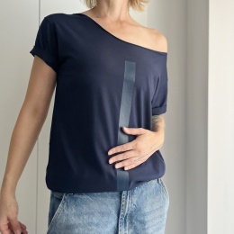 Granatowa kreska na granatowym Oversize